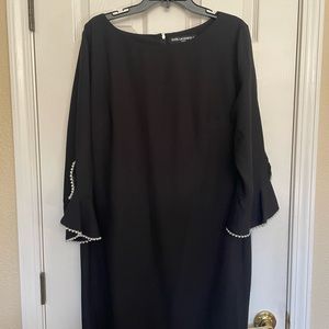 Little black dress!  Faux pearl button accent .  Karl Lagerfeld size 16.